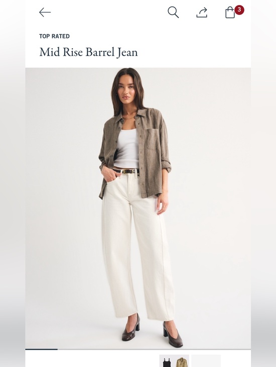 Abercrombie & Fitch Denim - Abercrombie & Fitch Mid-Rise Barrel Jean in White 26 short